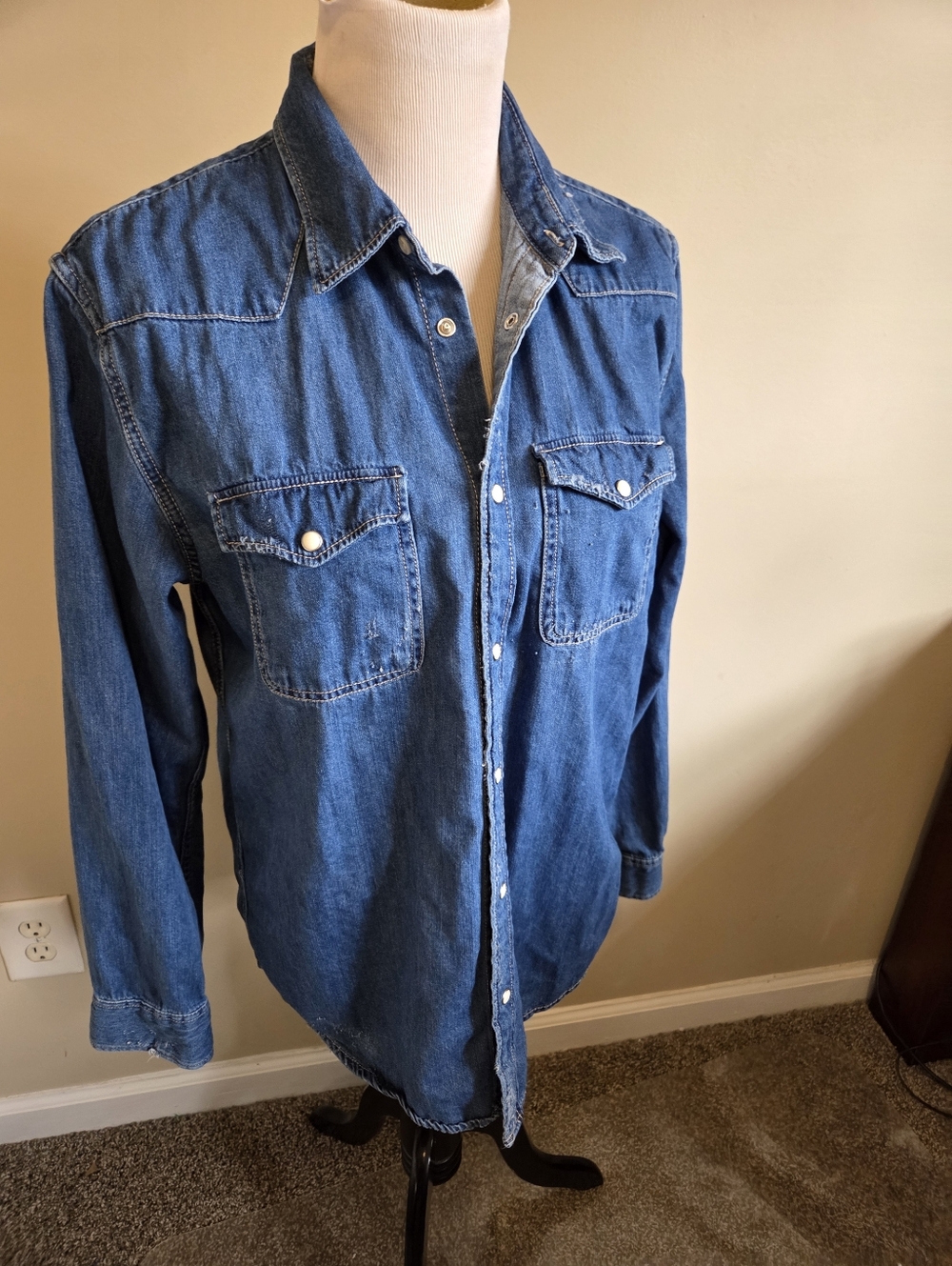 Zara Blue Denim Button-Down Shirt - Picture 15 of 15